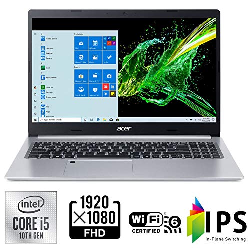 Acer Aspire 5 A515-55-56VK, 15.6  Full HD IPS Display, 10th Gen Intel Core i5-1035G1, 8GB DDR4, 256GB NVMe SSD, WiFi 6, HD Webcam, Fingerprint Reader, Backlit Keyboard, Windows 10 Home