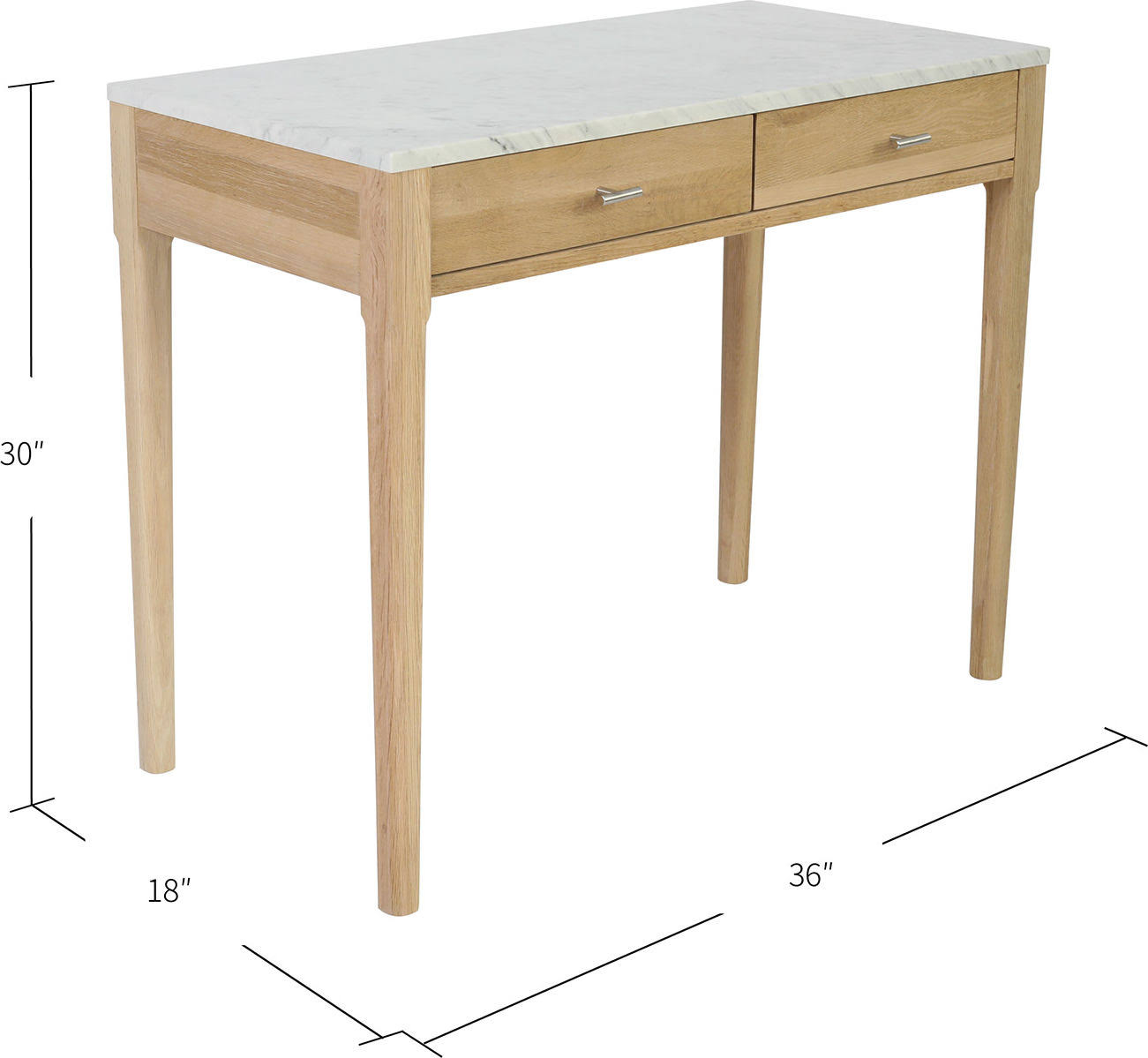 Meno Console Table - Finish: White Marble, Oak by The Bianco Collection
