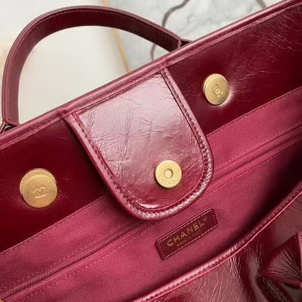 【原版皮】香奈儿/Chanel 购物袋 ，采用进口油腊牛皮，配顶级精美古铜金五金，非常高档新颖独特，休闲又时尚、又会掀起一股热潮，五金 ogo镶珍珠，款号：AS8375