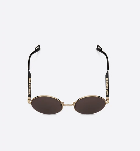 Dior180.2F Gold-Tone Metal Round Sunglasses with Black Temples