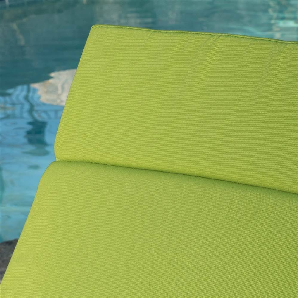 Outdoor Adjustable Chaise Lounge with Green Cushion