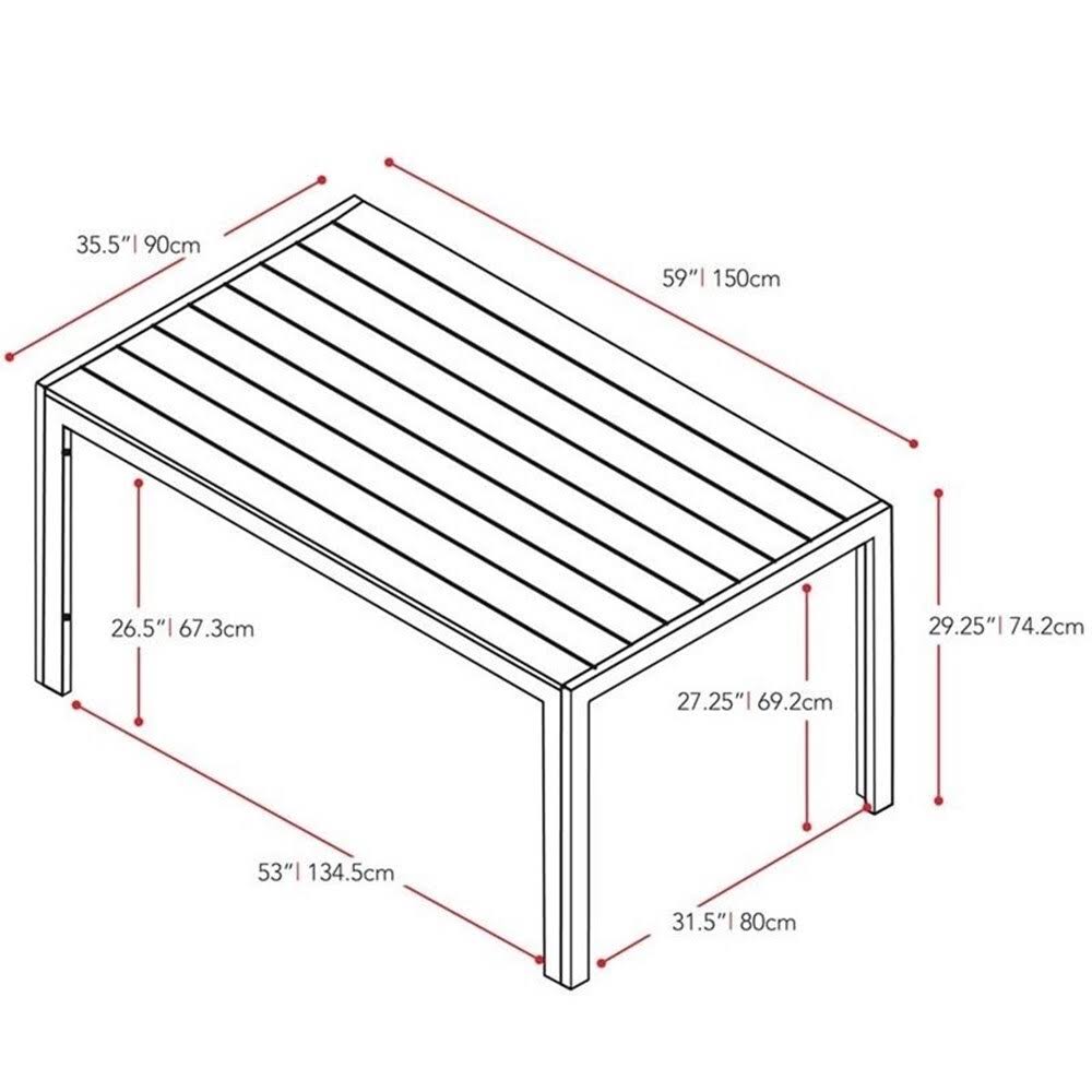 Atlin Designs Patio Dining Table in Sun Bleached Gray - AD-1381765