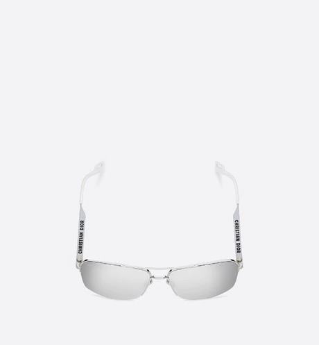 Dior180 Navigator Sunglasses in Silver-Finish Metal with Light Blue Lacquer