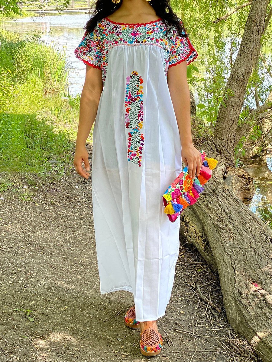 Polyester Cotton Short Sleeve Crew Neck Casual Dresses