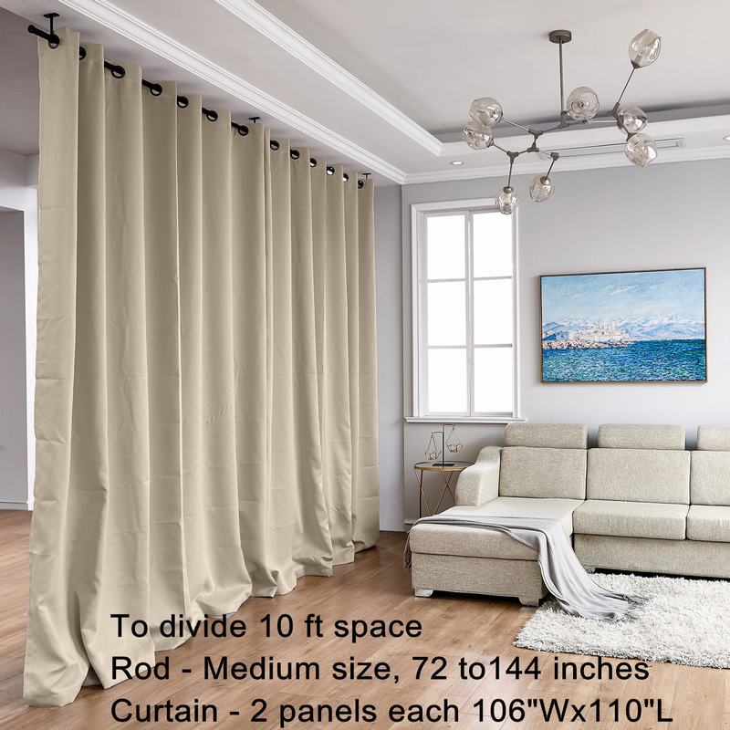 Hanging Rod Room Divider Curtain Kit for Any Space