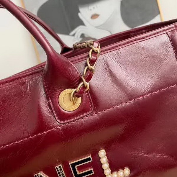 【原版皮】香奈儿/Chanel 购物袋 ，采用进口油腊牛皮，配顶级精美古铜金五金，非常高档新颖独特，休闲又时尚、又会掀起一股热潮，五金 ogo镶珍珠，款号：AS8375