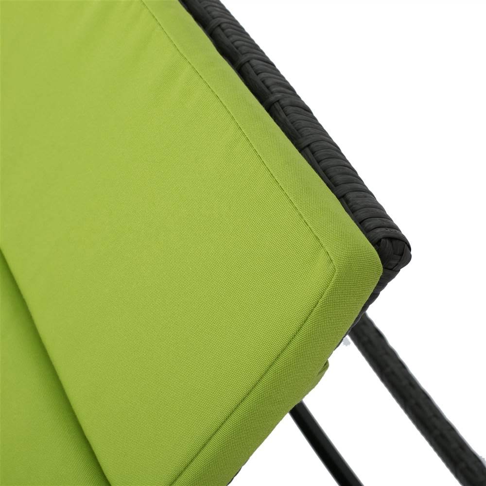 Outdoor Adjustable Chaise Lounge with Green Cushion