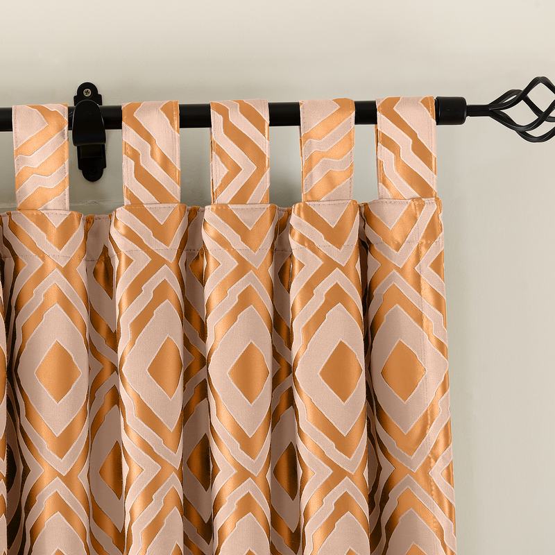 Tab Top Rhomboid Jacquard Dust Proof Curtain Two-Toned Damask Diamond with Blackout Lined NINA