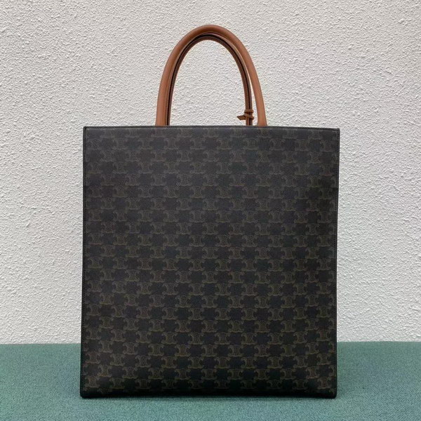 【原版皮】赛琳/Celine 老花系托特包，TRIOMPHE帆布混搭羊皮，整个包以凯旋门标志为主，包边以棕色为主围绕开口，焦糖棕色搭配老花添加了复古元素，款号：190172