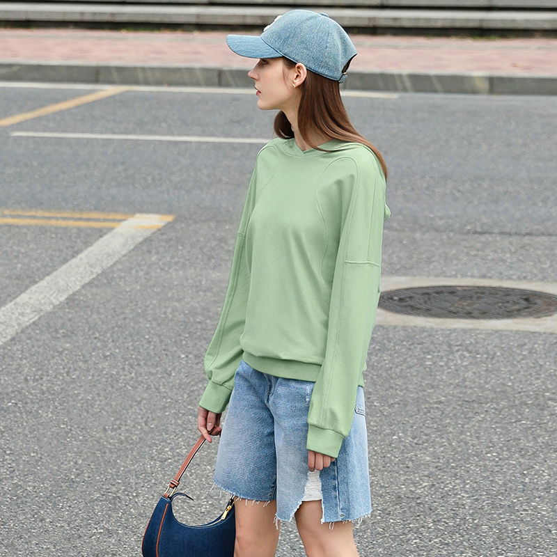 测试多规格色卡 Amii Minimalism Sweatshirt Women Spring Hooded Clothes Solid Loose Hoodies 100% Cotton Casual Pullover Female Tops 12240199