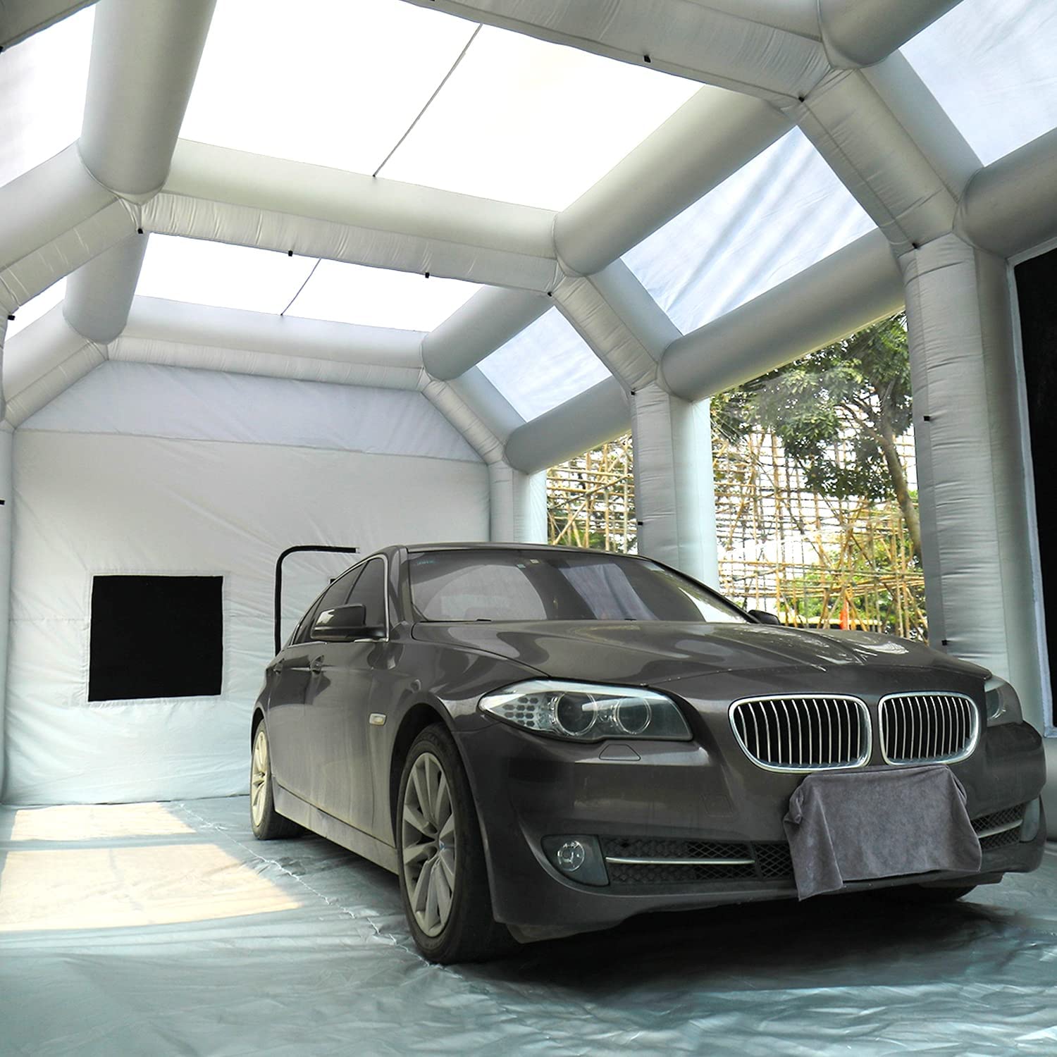 Inflatable Paint Booth 33x16.5x13FT with Two Blowers 1100W+1100W Portable Paint Booth for Car Painting Tent Workstation Inflatable Spray Booth