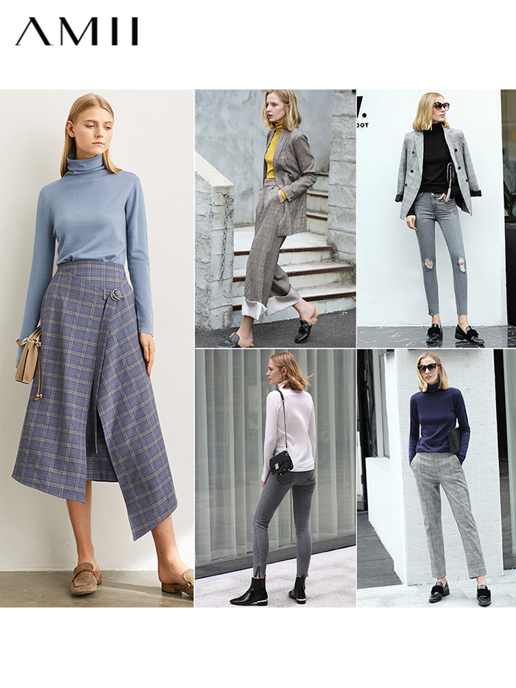 复制AAAAA商品 AMII Minimalism Autumn Winter Women's Sweater Causal Solid Basic Turtleneck Sweaters For Women Women's sweater Tops 12020216