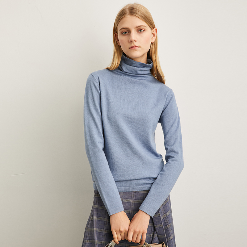 不同价格商品 原价200 AMII Minimalism Autumn Winter Women's Sweater Causal Solid Basic Turtleneck Sweaters For Women Women's sweater Tops 12020216