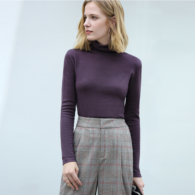 不同价格商品 原价200 AMII Minimalism Autumn Winter Women's Sweater Causal Solid Basic Turtleneck Sweaters For Women Women's sweater Tops 12020216