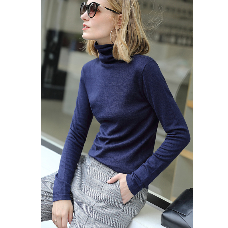 不同价格商品 原价200 AMII Minimalism Autumn Winter Women's Sweater Causal Solid Basic Turtleneck Sweaters For Women Women's sweater Tops 12020216