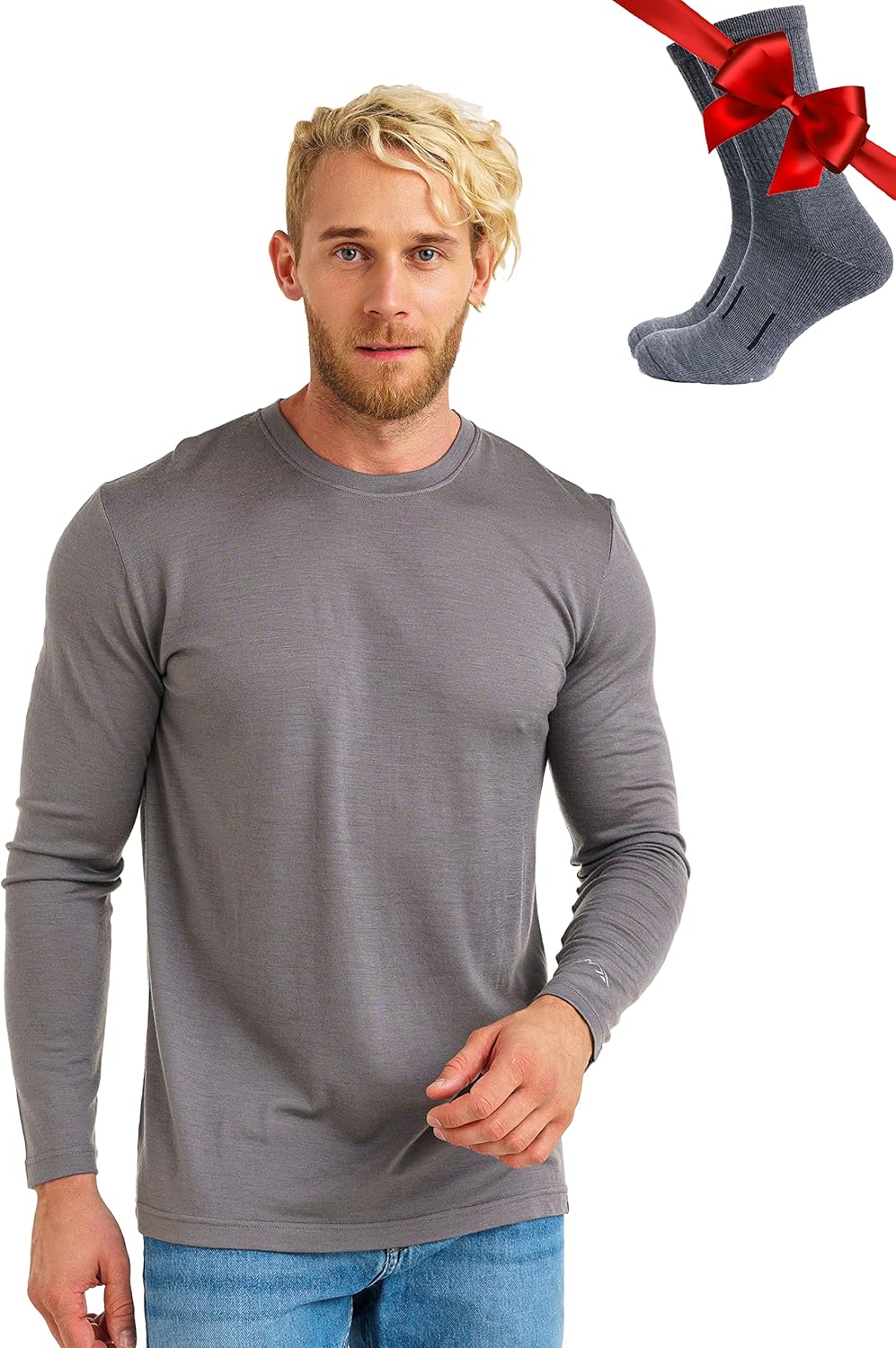 Merino.tech Merino Wool Base Layer - Mens 100% Merino Wool Long Sleeve Thermal Shirts Heavyweight, Midweight, Lite with Socks
