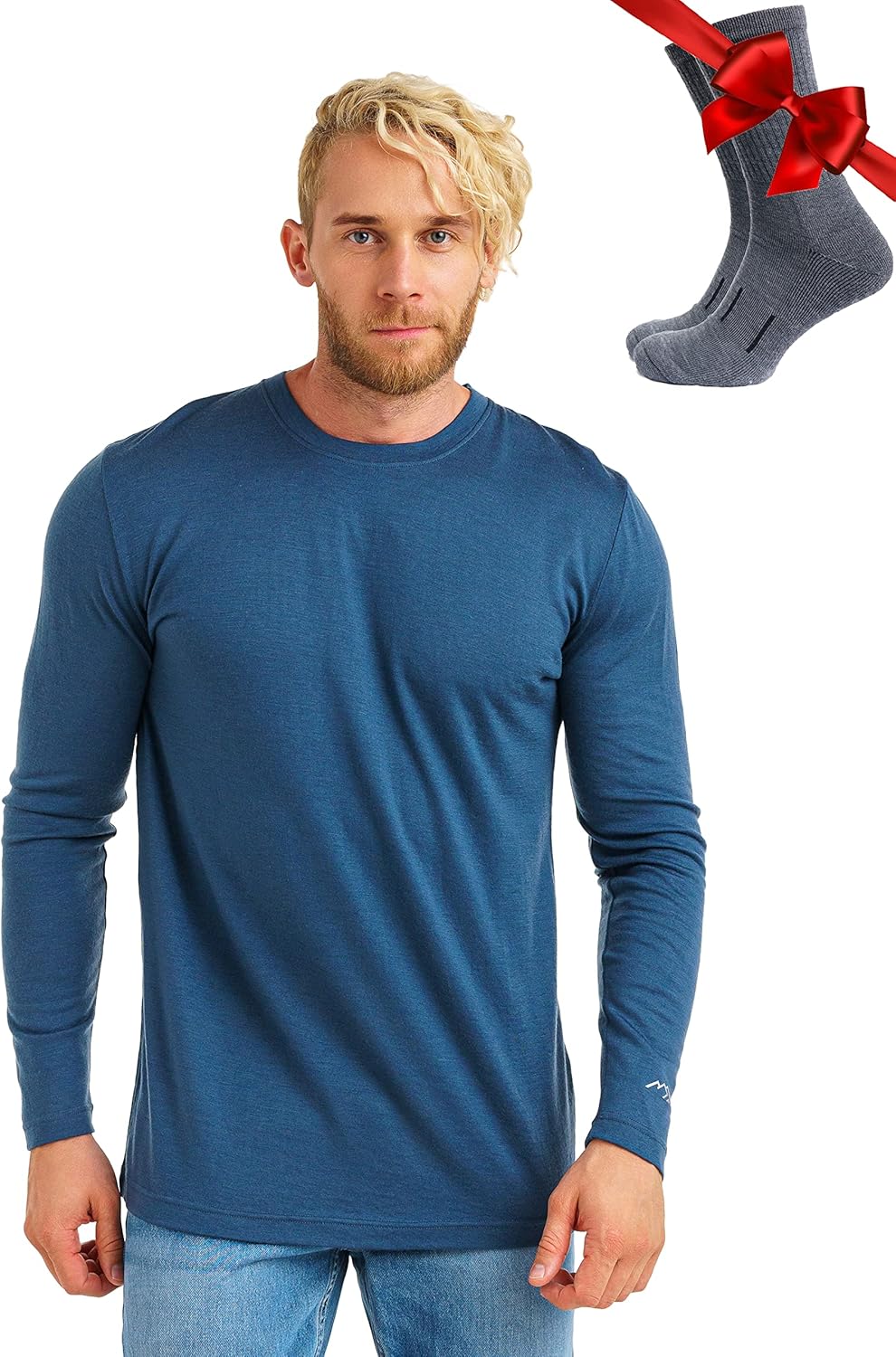 Merino.tech Merino Wool Base Layer - Mens 100% Merino Wool Long Sleeve Thermal Shirts Heavyweight, Midweight, Lite with Socks
