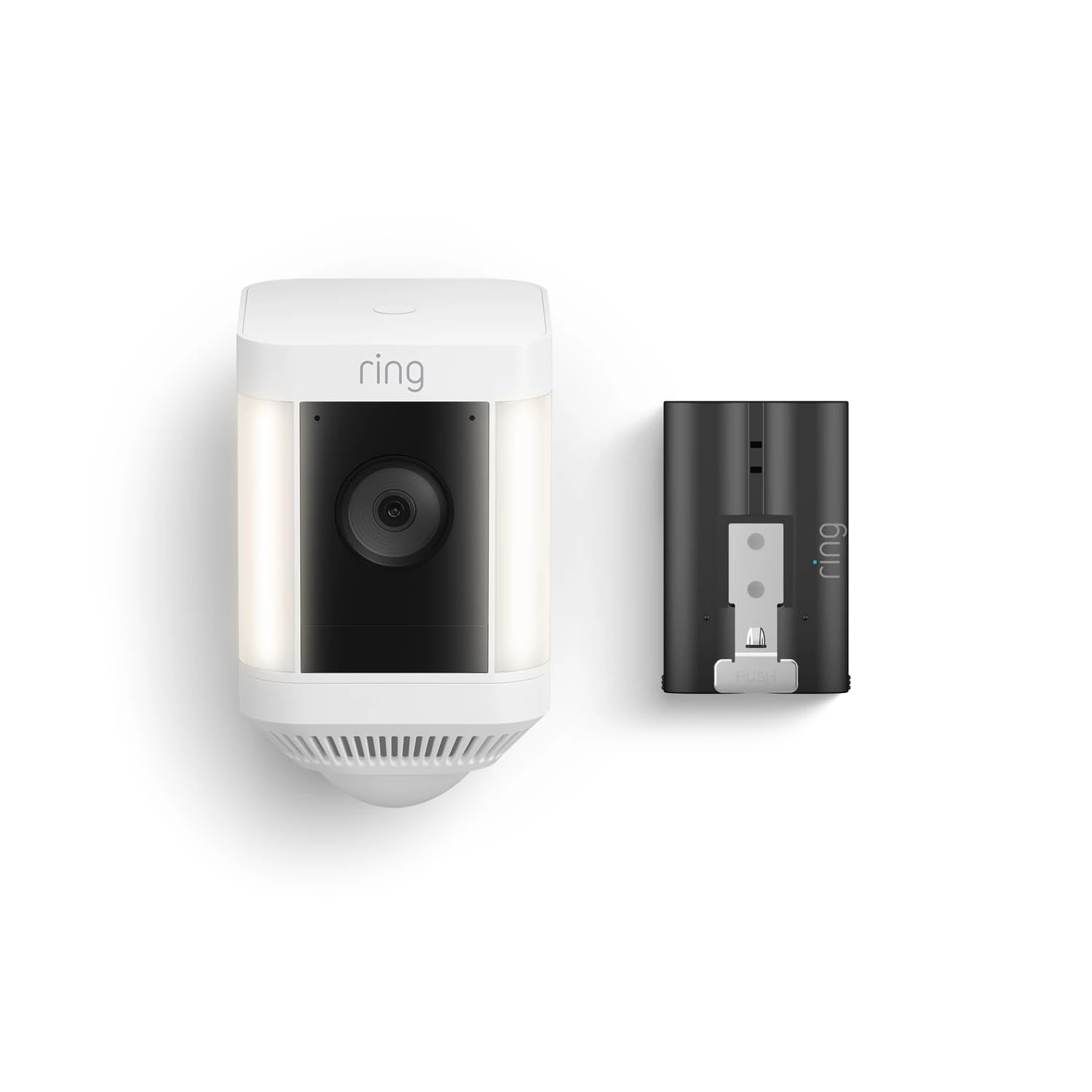 Ring Spotlight Cam Plus, Battery | Two-Way Talk, Color Night Vision, and Security Siren (2022 release) - White