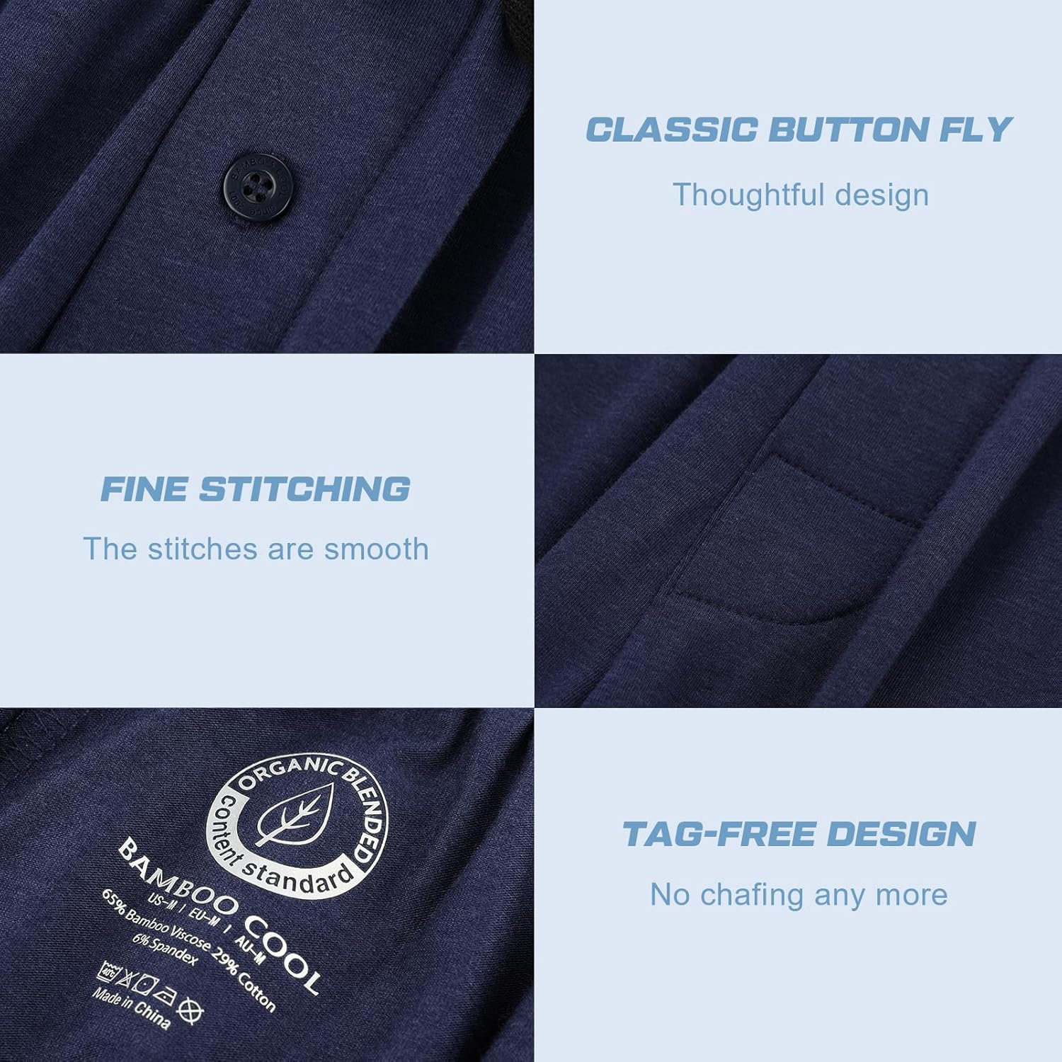 BAMBOO COOL Mens Pajama Pants Sleep Lounge Bottoms Soft Comfy Pj Pant Sleepwear with Pockets 2 Pack